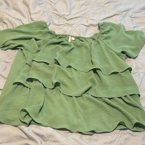 Cato Sage Layered Blouse